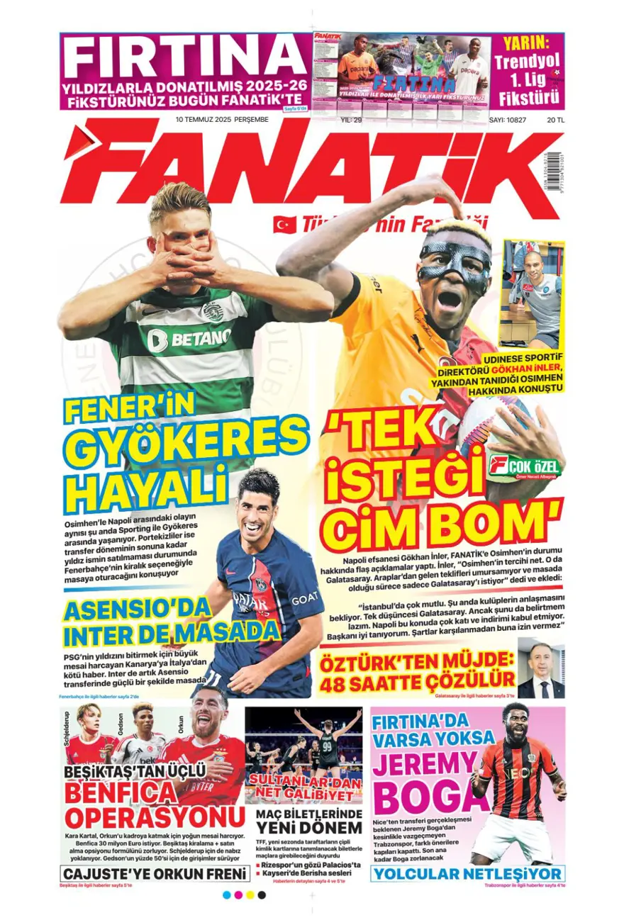 "Fenerbahçe'den Kerem harekatı" (10 Temmuz 2025 spor manşetleri) 3