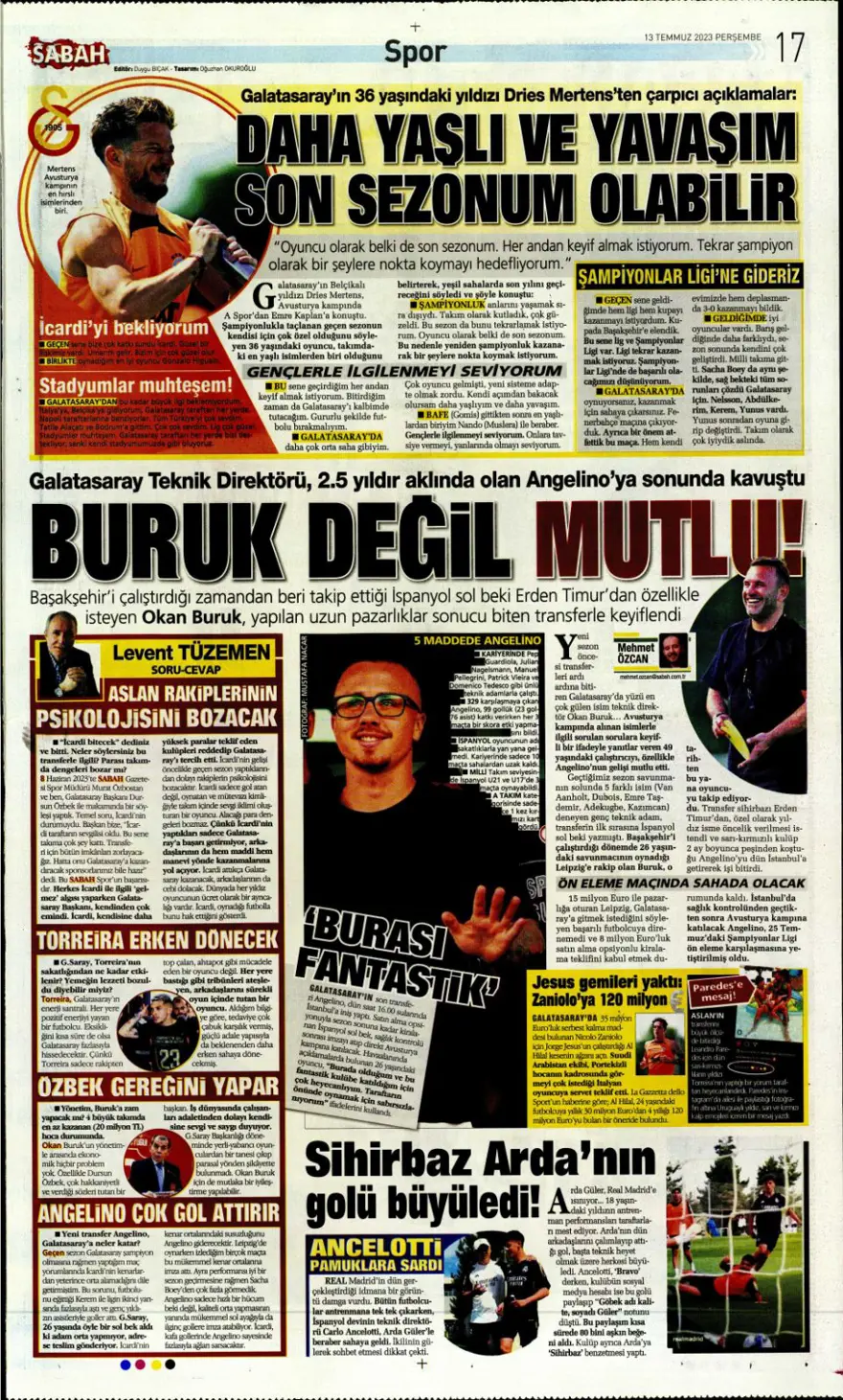 Günün spor manşetleri (13 Temmuz 2023) 8