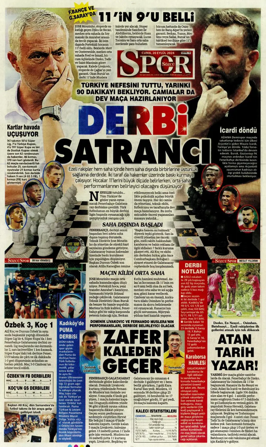 "520 milyon euroluk derbi" (20 Eylül 2024 spor manşetleri) 11