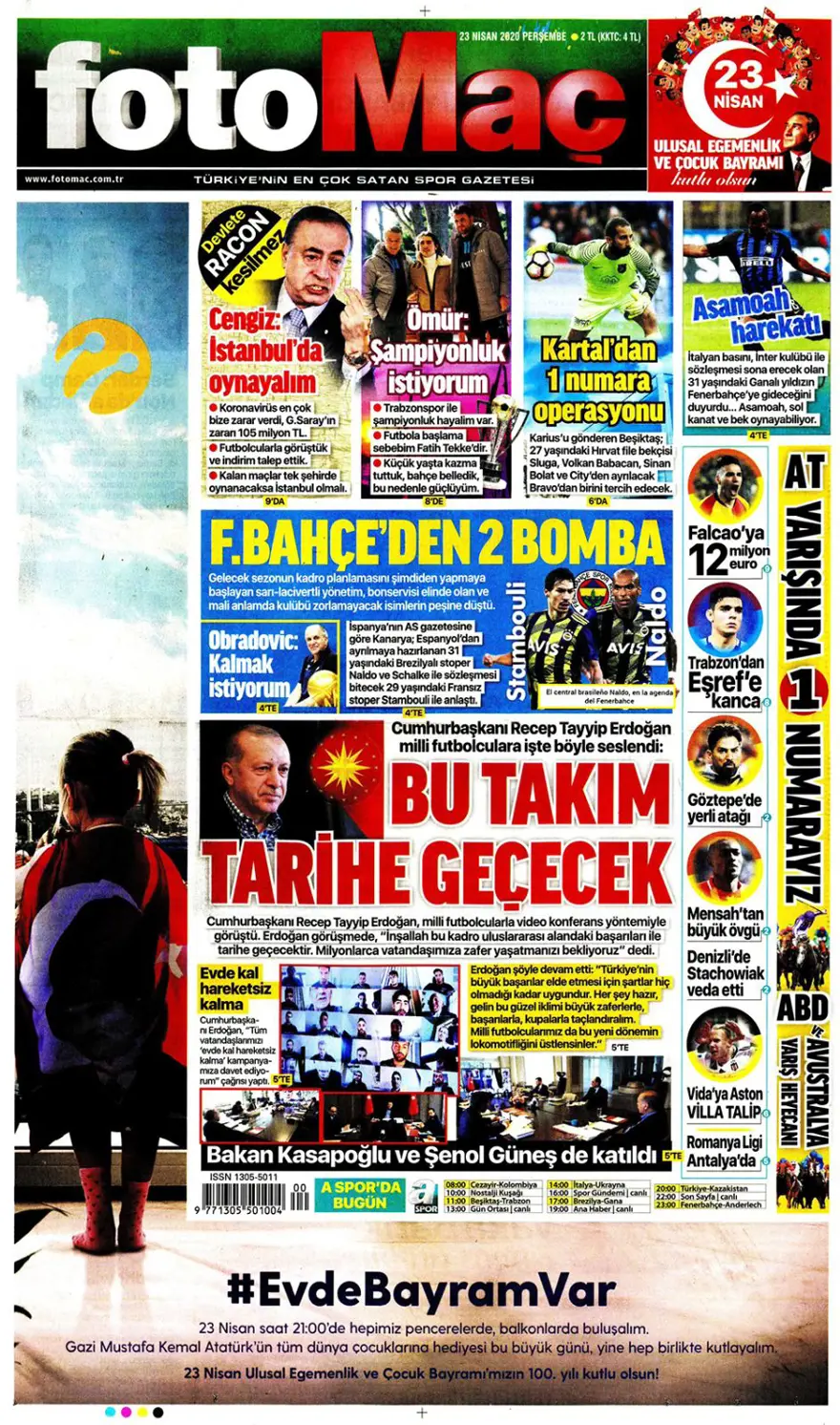 Günün spor manşetleri (23 Nisan 2020) 5