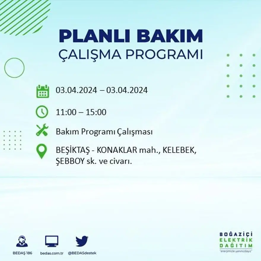 İstanbul'un 19 ilçesinde elektrik kesintisi: Elektrikler ne zaman gelecek? (3 Nisan tarihli BEDAŞ kesinti programı) 23