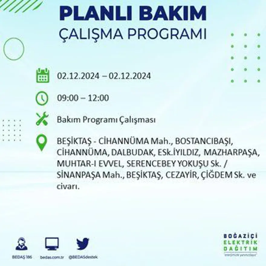 İstanbul'un 20 ilçesinde elektrik kesintisi: Elektrikler ne zaman gelecek? BEDAŞ 2 Aralık kesinti programını paylaştı 10 İstanbul'un 20 ilçesinde elektrik kesintisi: Elektrikler ne zaman gelecek? BEDAŞ 2 Aralık kesinti programını paylaştı 10