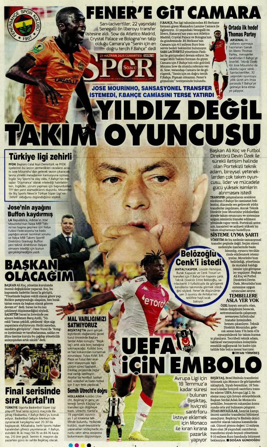 "Osimhen'de karar haftası" (21 Haziran 2025 spor manşetleri) 14