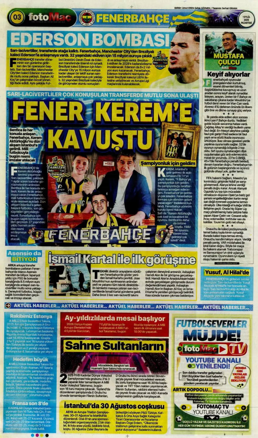 "Acıların takımı" (1 Eylül spor manşetleri) 5
