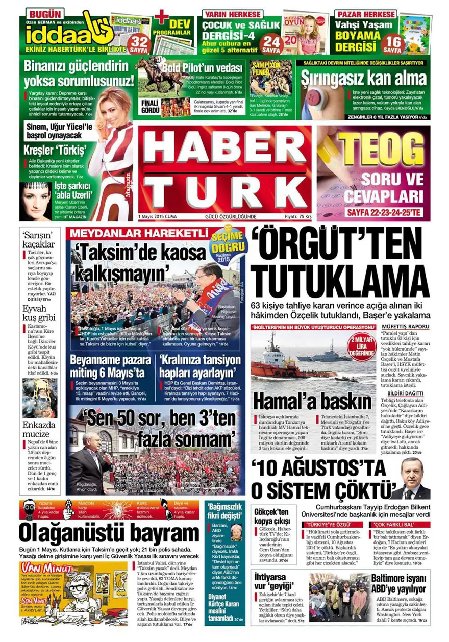 1 Mayıs 2015 gazete manşetleri 4