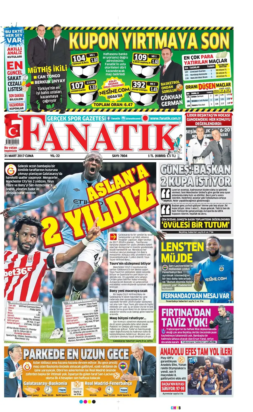 Günün spor manşetleri (31 Mart 2017) 9