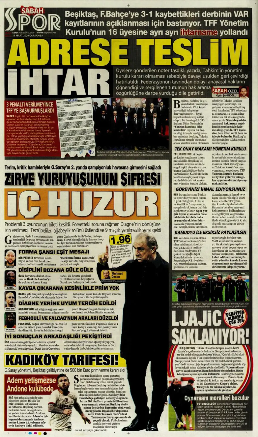 Günün spor manşetleri (11 Mart 2020) 6