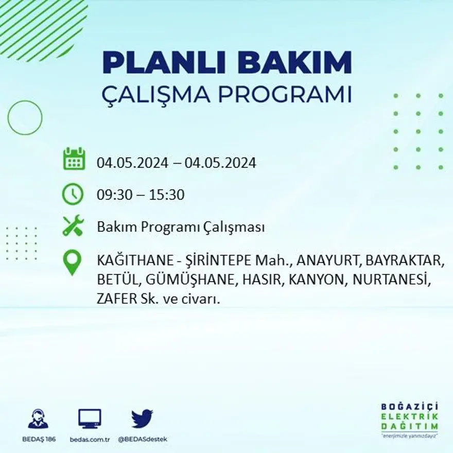 İstanbul'un 17 ilçesinde elektrik kesintisi: Elektrikler ne zaman gelecek? (4 Mayıs tarihli BEDAŞ kesinti programı) 36 İstanbul'un 17 ilçesinde elektrik kesintisi: Elektrikler ne zaman gelecek? (4 Mayıs tarihli BEDAŞ kesinti programı) 36