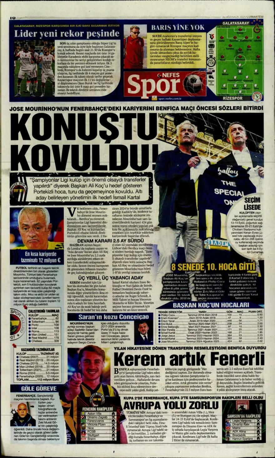 "Beklenen son" (30 Ağustos spor manşetleri) 11