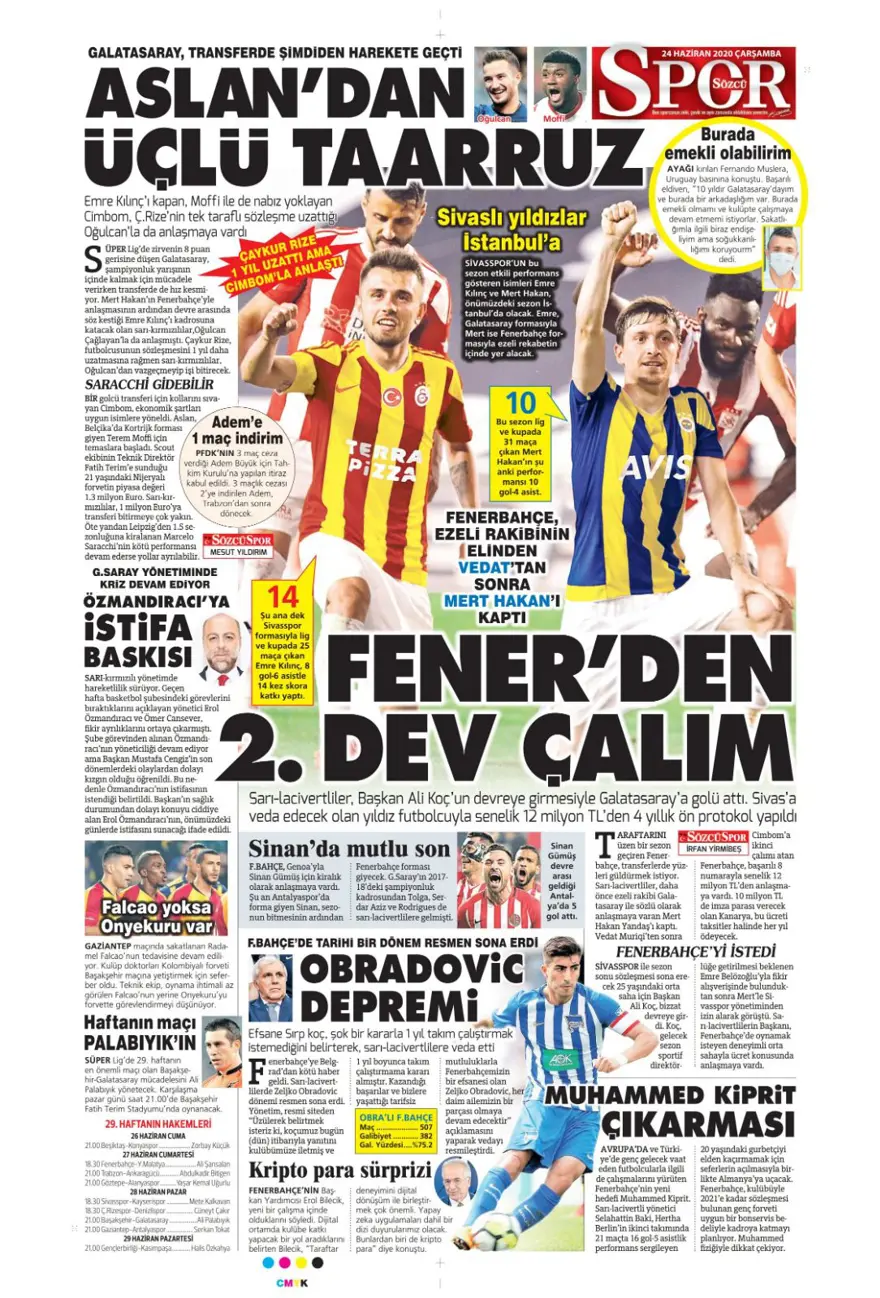 Günün spor manşetleri (24 Haziran 2020) 9