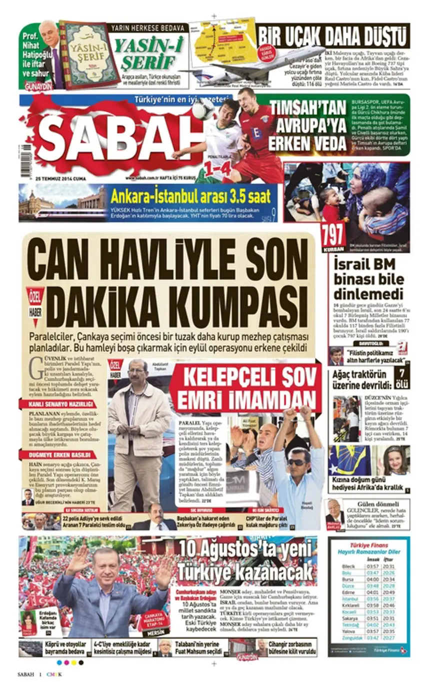 25 Temmuz Gazete manşetleri 11