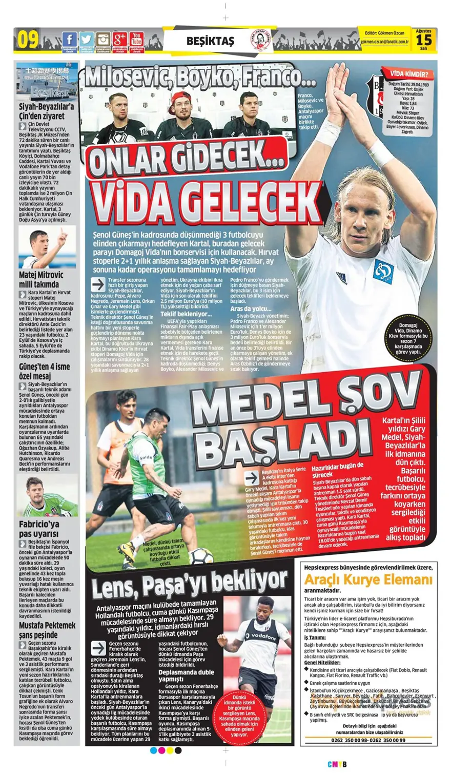 Günün spor gazeteleri (Transfer haberleri - 15 Ağustos 2017) 16 Günün spor gazeteleri (Transfer haberleri - 15 Ağustos 2017) 16