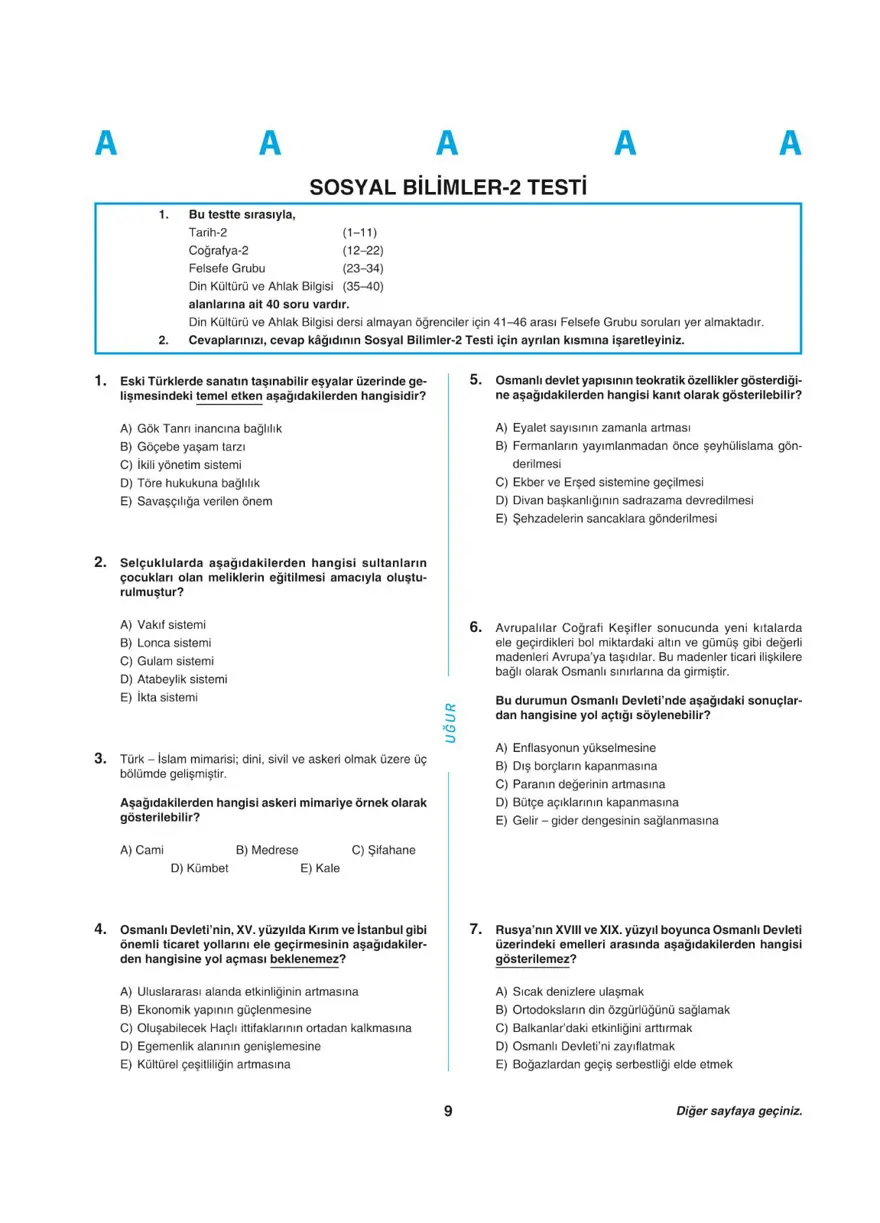 YKS - AYT deneme sınavı 8
