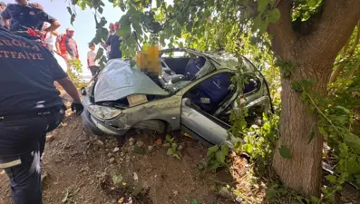 Otomobil ağaca çarptı: Sürücü yaralandı, oğlu ve kayınvalidesi öldü