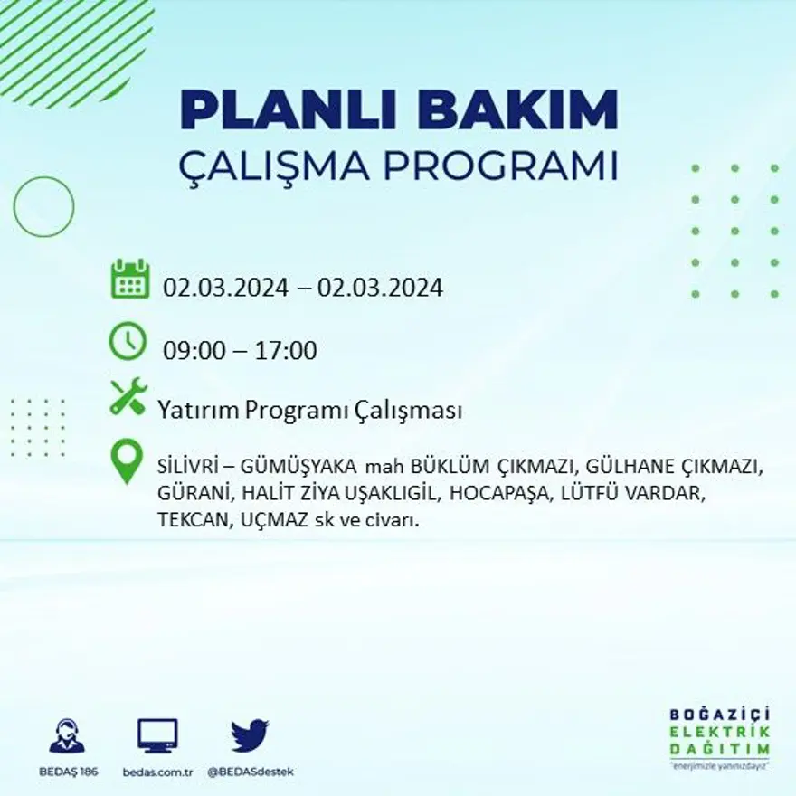 İstanbul'un 12 ilçesinde elektrik kesintisi: Elektrikler ne zaman gelecek? 11 İstanbul'un 12 ilçesinde elektrik kesintisi: Elektrikler ne zaman gelecek? 11