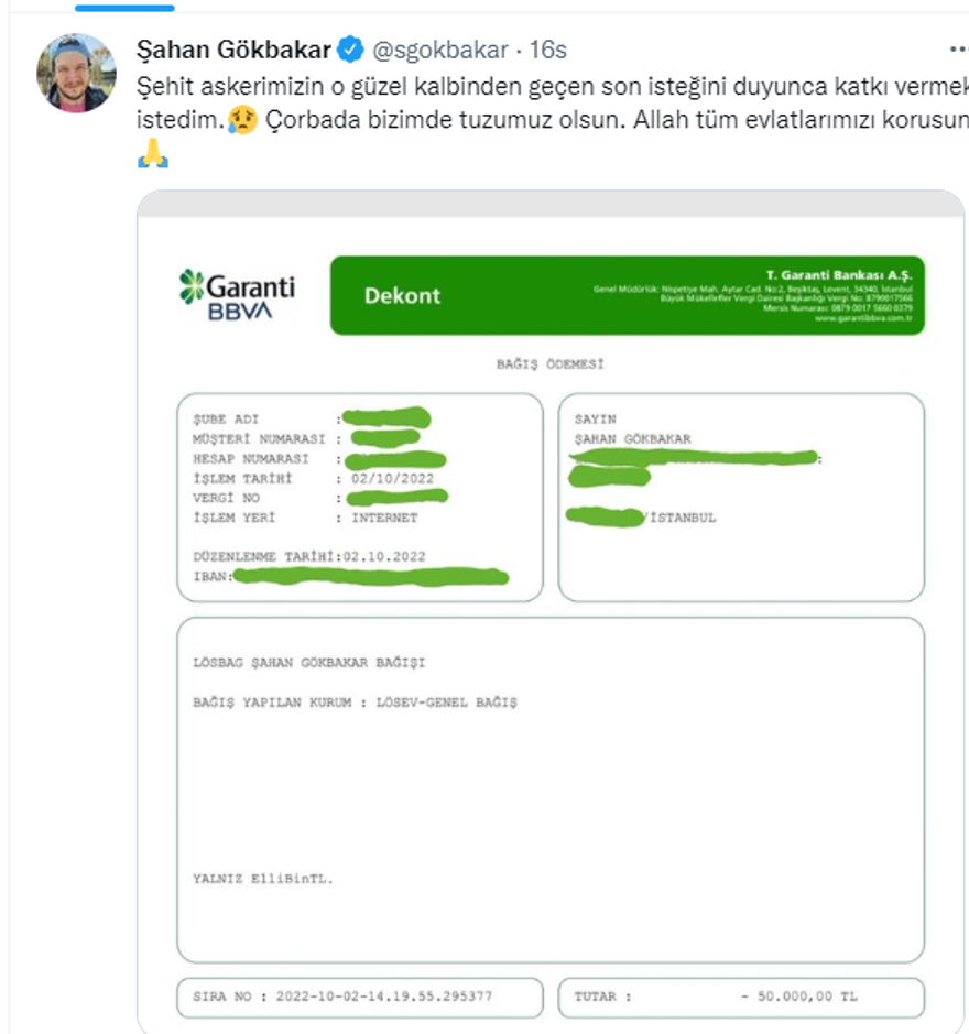 Şahan Gökbakar'dan Şehit Yusuf Ataş'ın vasiyetine verdiği dekontlu desteğe tepki 2