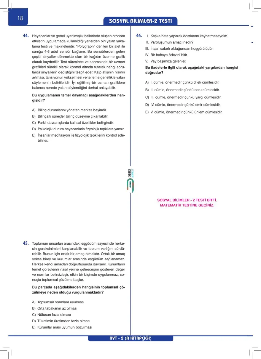 AYT Deneme Sınavı 16