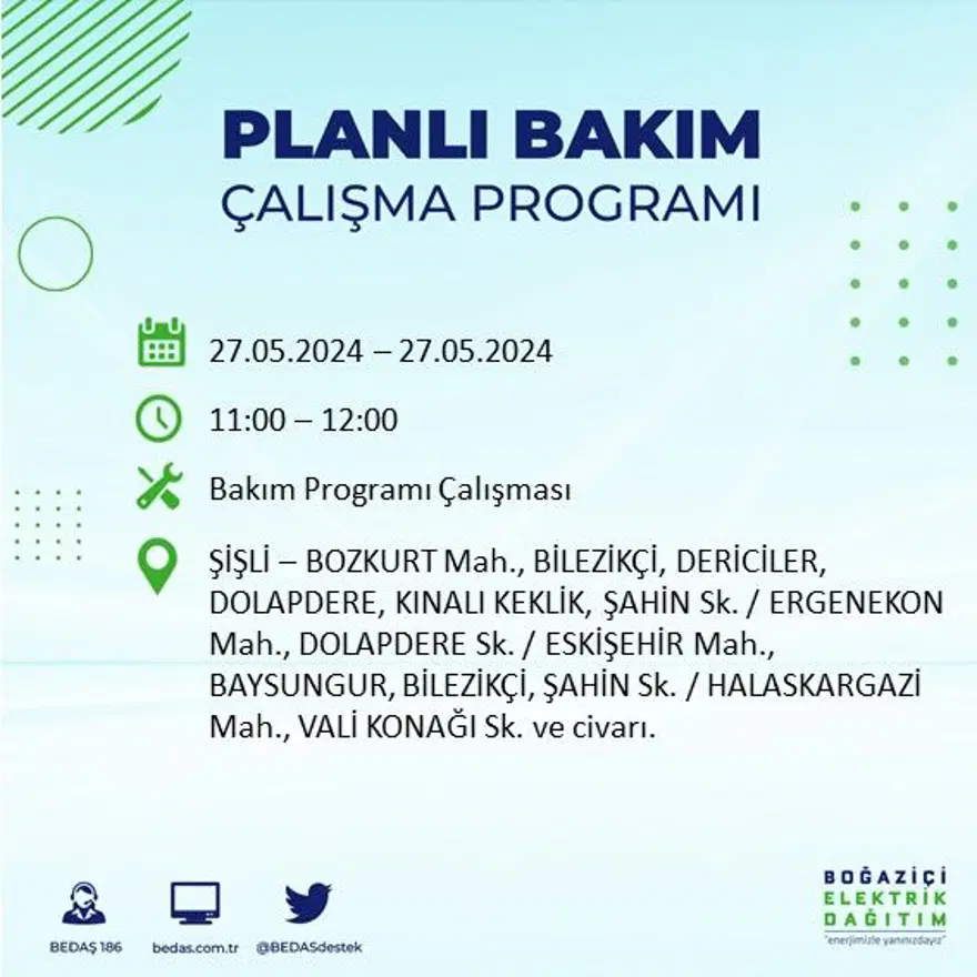 İstanbul'un 21 ilçesinde elektrik kesintisi: Elektrikler ne zaman gelecek? (27 Mayıs BEDAŞ kesinti programı) 44
