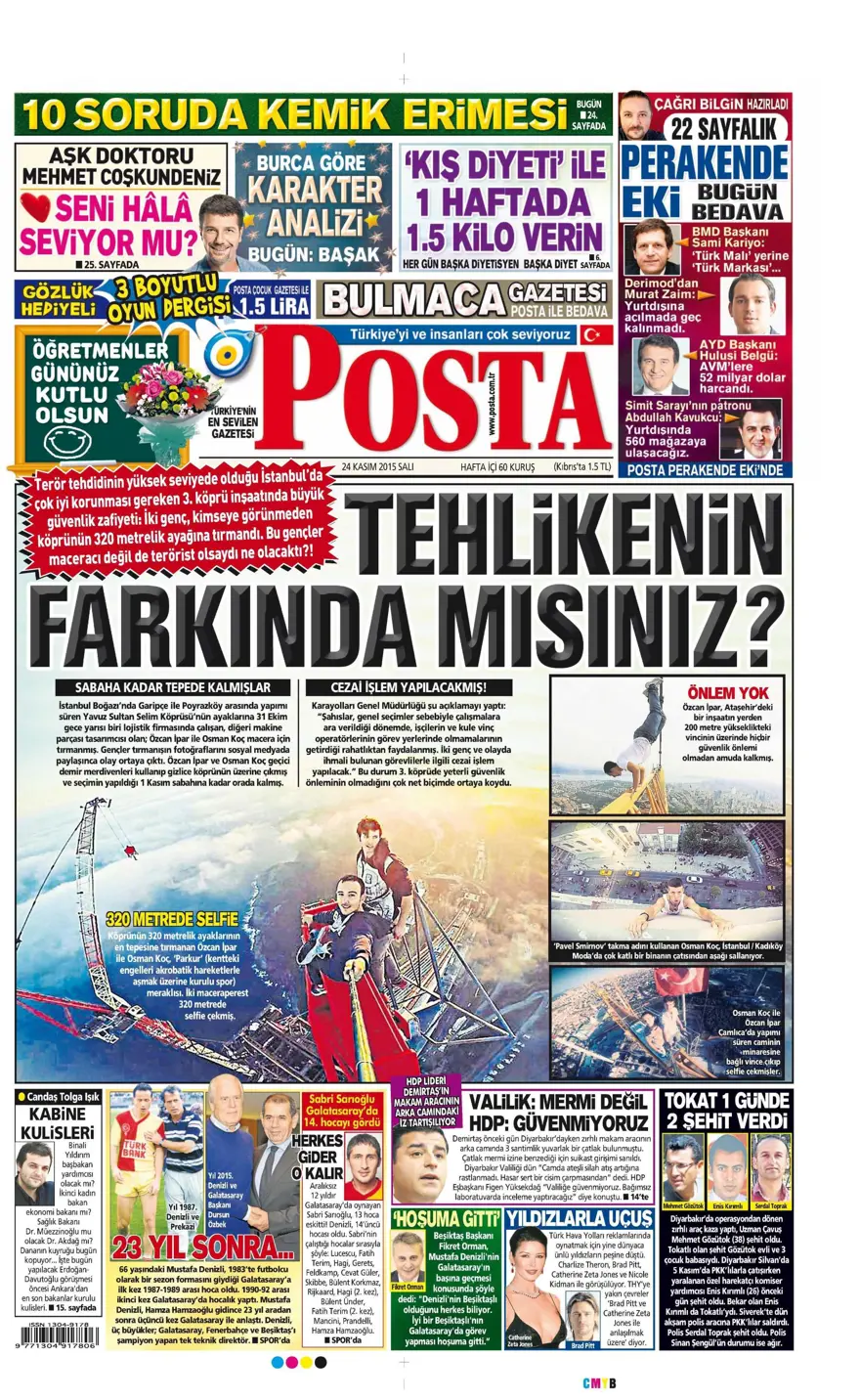 Günün gazete manşetleri - 24 Kasım 2015 10