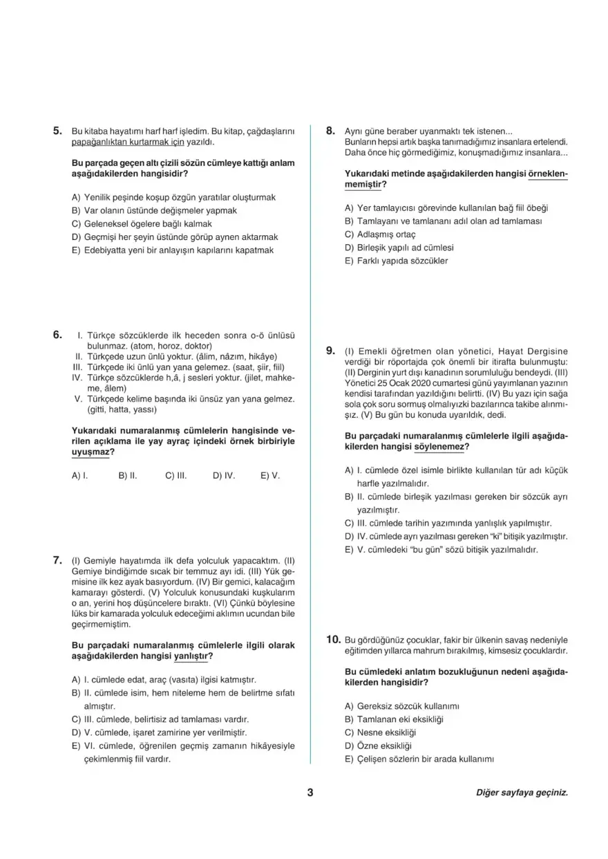 Uğur Okulları TYT -1 deneme sınavı 2