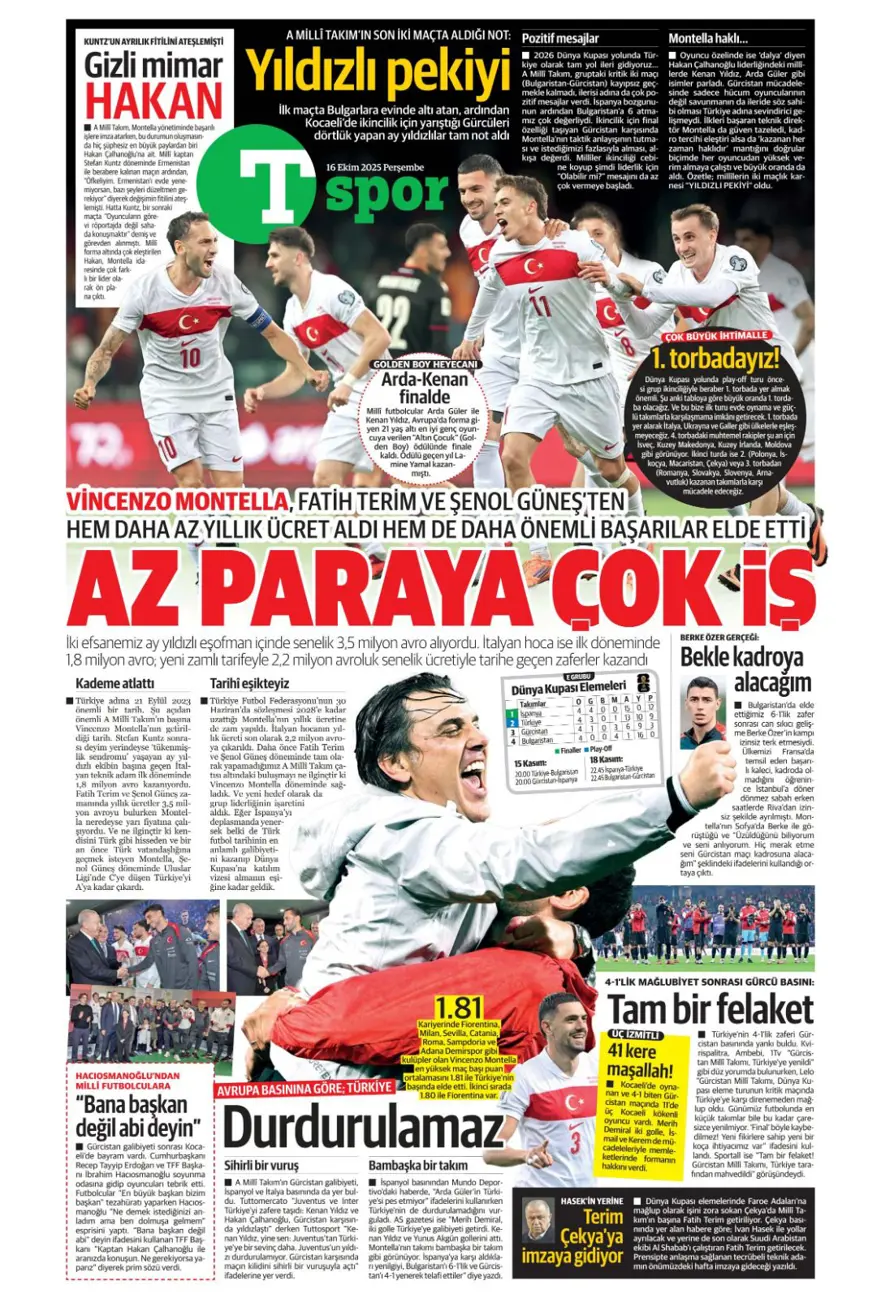 "İrfan Can bombası" (16 Ekim 2025 spor manşetleri) 16