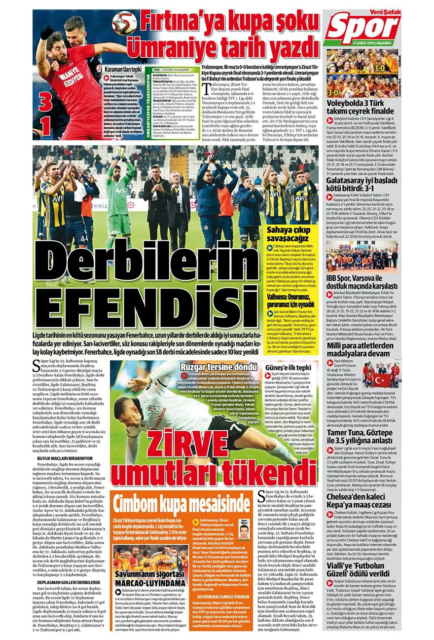 Günün spor manşetleri (27 Şubat 2019) 14
