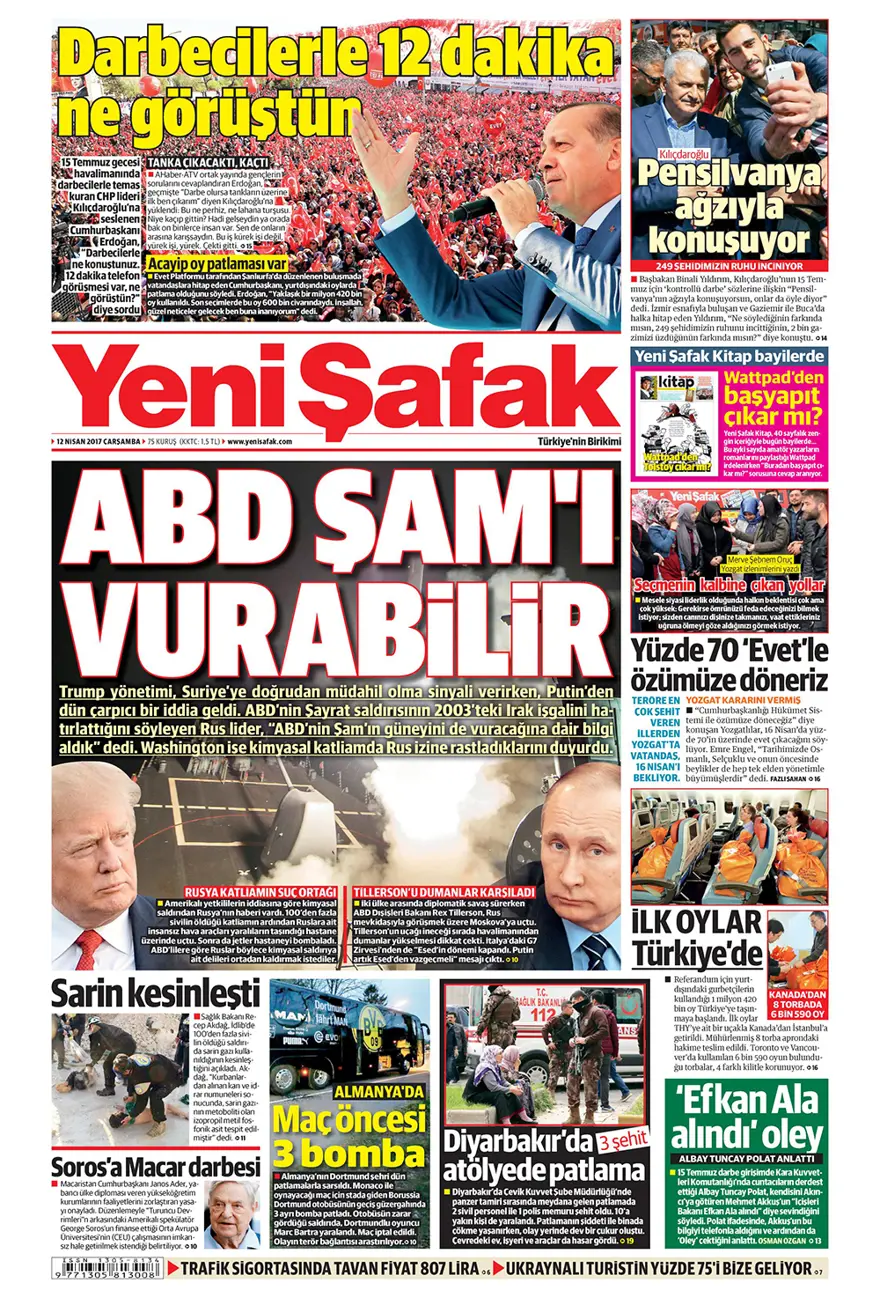 Günün gazete manşetleri - 12 Nisan 2017 16