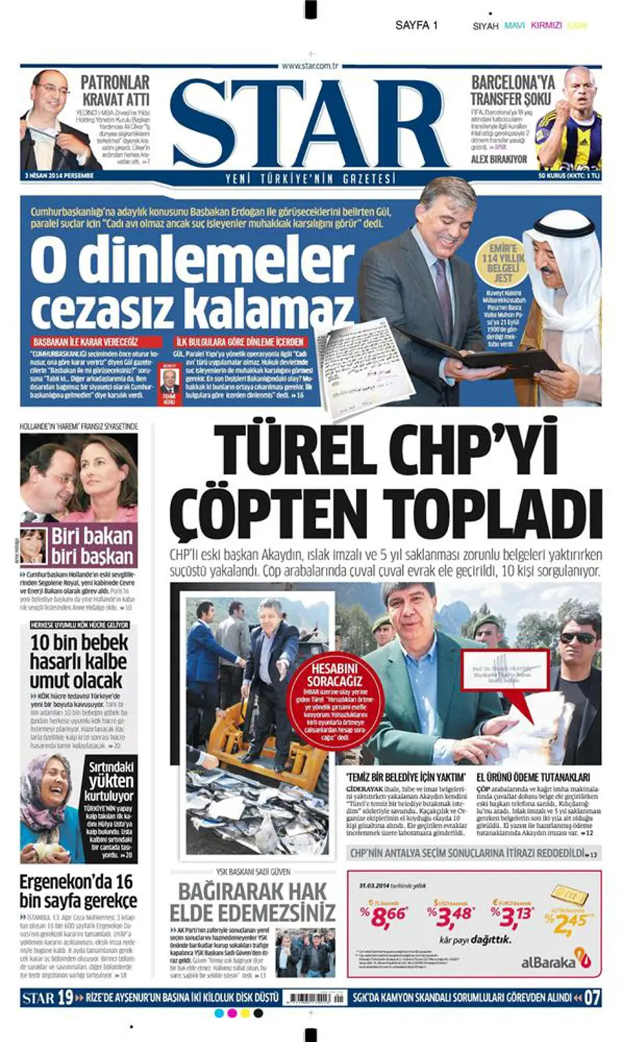 Günün gazete manşetleri - 3 Nisan 2014 7
