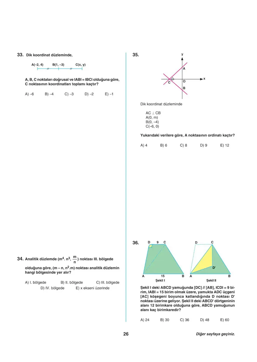 Uğur Okulları TYT -1 deneme sınavı 25