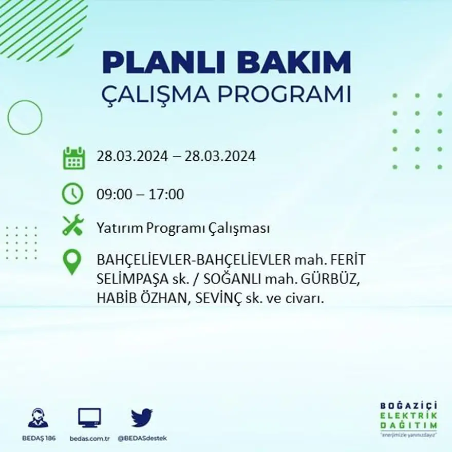 İstanbul'un 19 ilçesinde elektrik kesintisi: Elektrikler ne zaman gelecek? (28 Mart tarihli BEDAŞ kesinti programı) 7