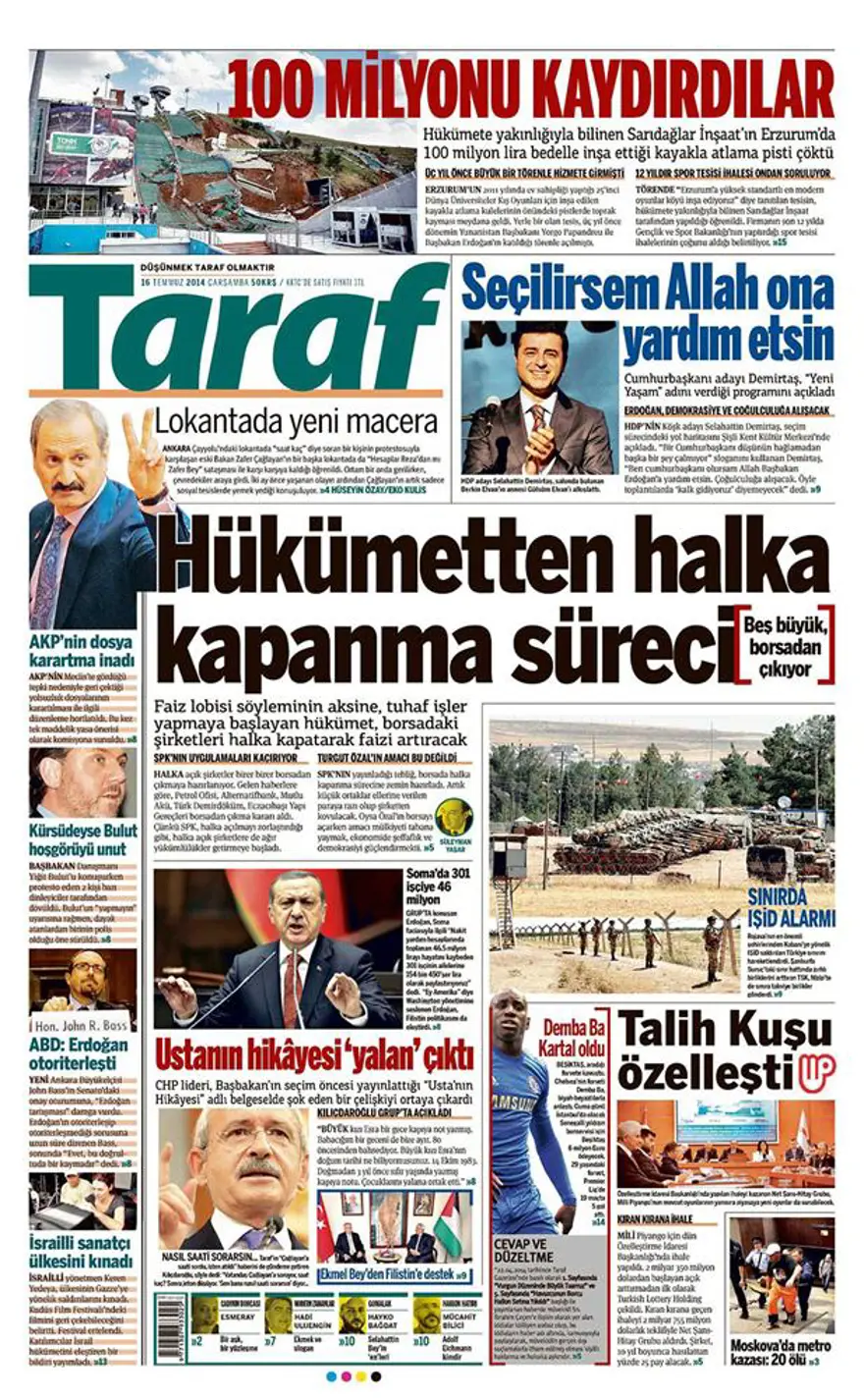 Günün gazete manşetleri - 16 Temmuz 2014 13 Günün gazete manşetleri - 16 Temmuz 2014 13