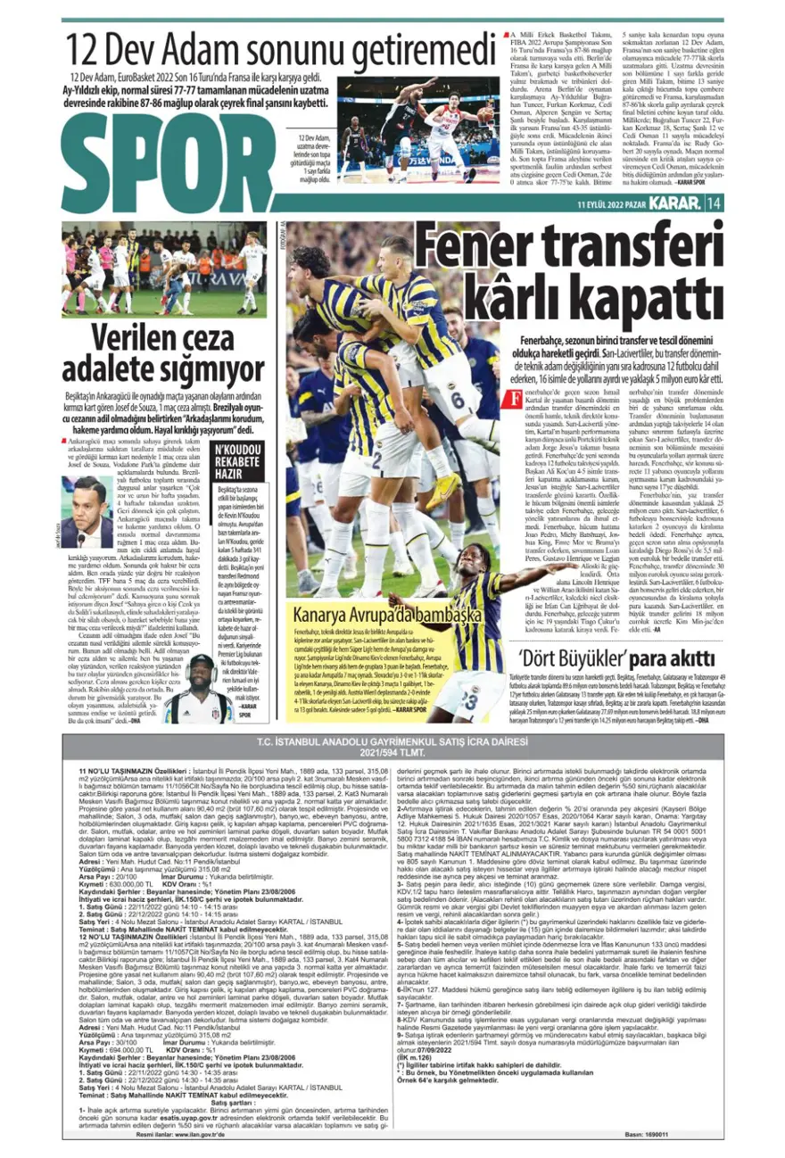 Günün spor manşetleri (11 Eylül 2022) 10