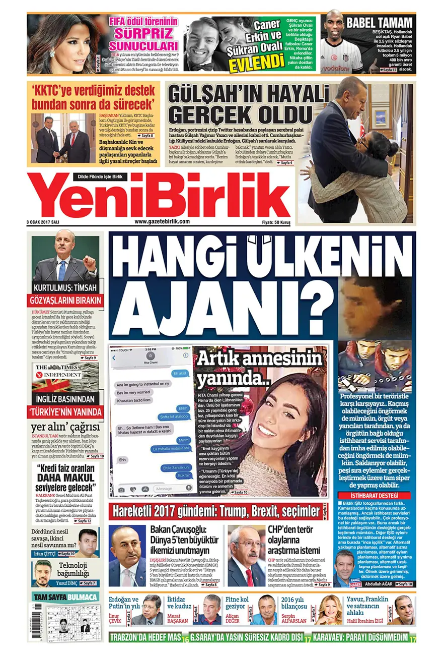 Günün gazete manşetleri - 3 Ocak 2016 16