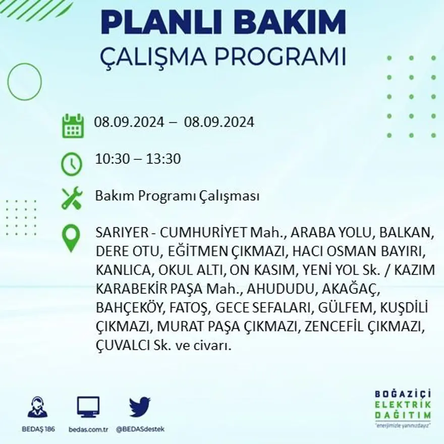 Bu ilçelerde oturanlar dikkat! 8 saat elektrik kesintisi yaşanacak: Elektrikler ne zaman gelecek? (8 Eylül BEDAŞ kesinti programı) 19