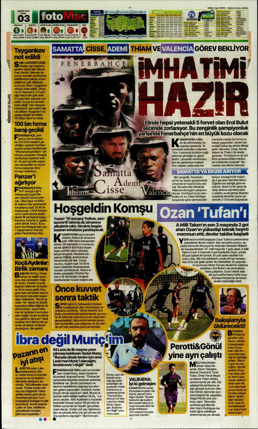 Günün spor manşetleri (16 Ekim 2020) 3