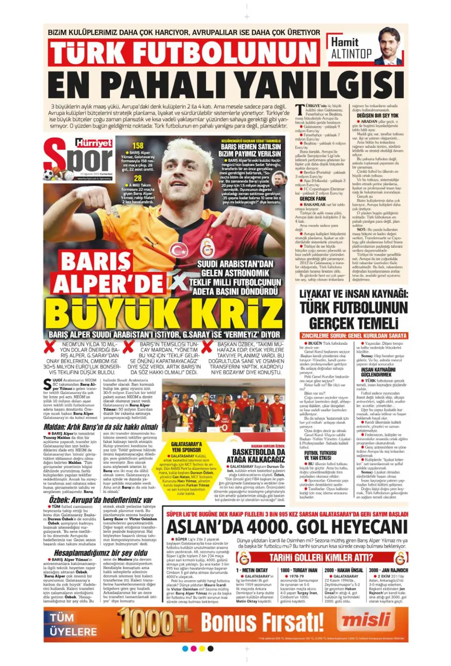 "İngiliz anahtarı" (23 Ağustos spor manşetleri) 6 "İngiliz anahtarı" (23 Ağustos spor manşetleri) 6
