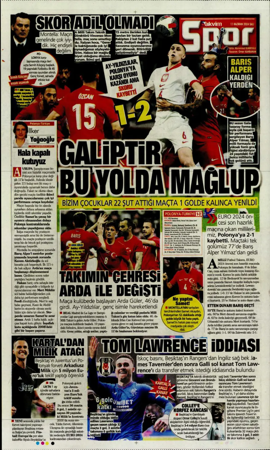 "Fenerbahçe'den Mane bombası" (11 Haziran 2024 spor manşetleri) 12