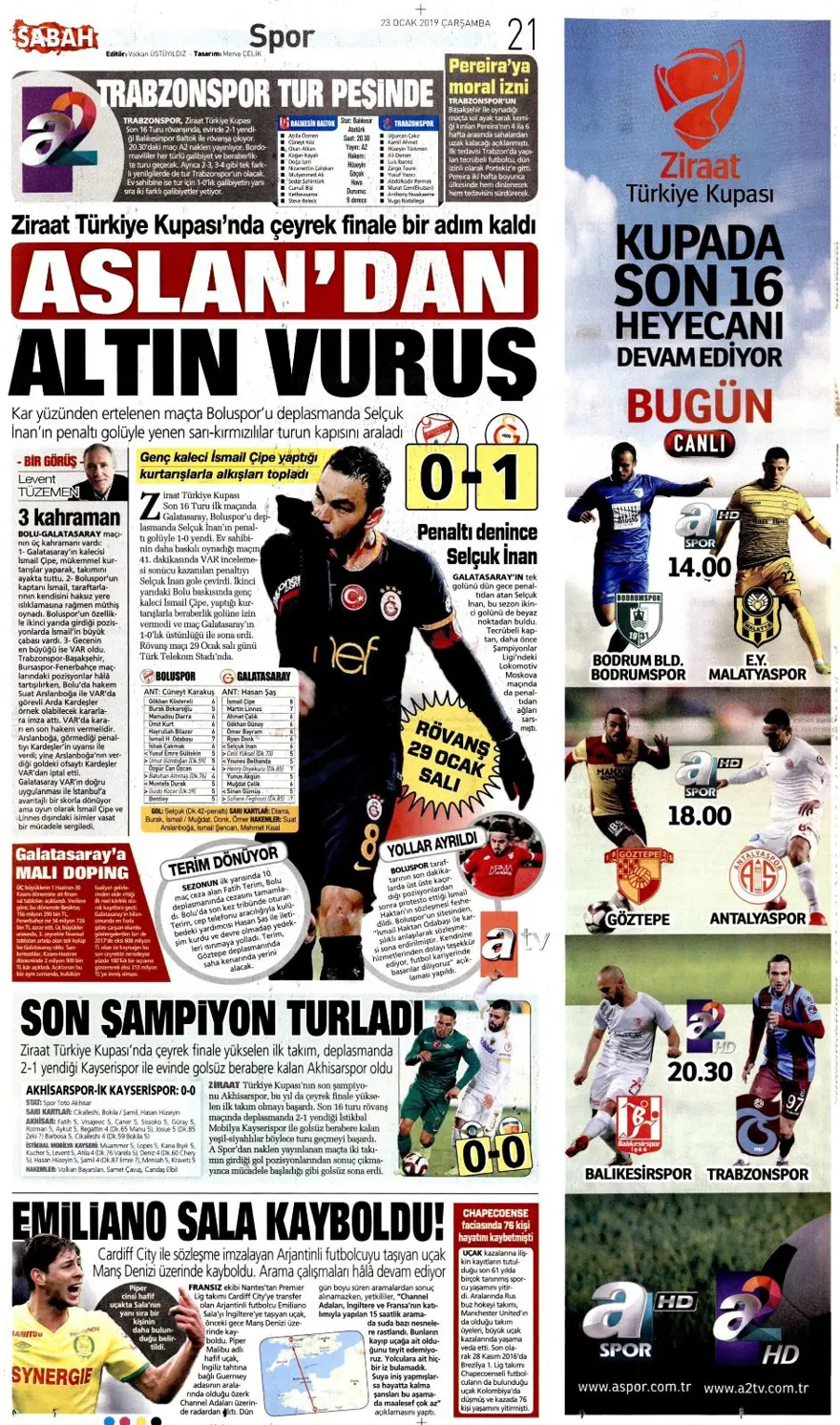 Günün spor manşetleri (23 Ocak 2019) 9