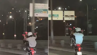 Haliç Köprüsü'nde motosiklet sürücüsünden tehlikeli hareketler