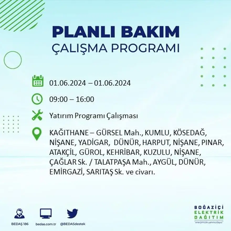 İstanbul'un 18 ilçesinde elektrik kesintisi yaşanacak: Elektrikler ne zaman gelecek? (1 Haziran BEDAŞ kesinti programı) 43 İstanbul'un 18 ilçesinde elektrik kesintisi yaşanacak: Elektrikler ne zaman gelecek? (1 Haziran BEDAŞ kesinti programı) 43