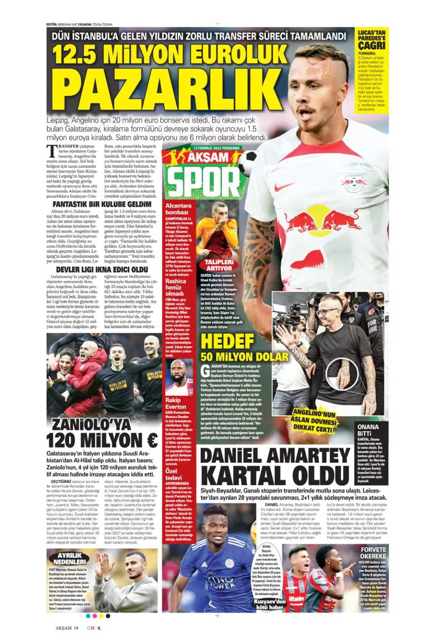 Günün spor manşetleri (13 Temmuz 2023) 16