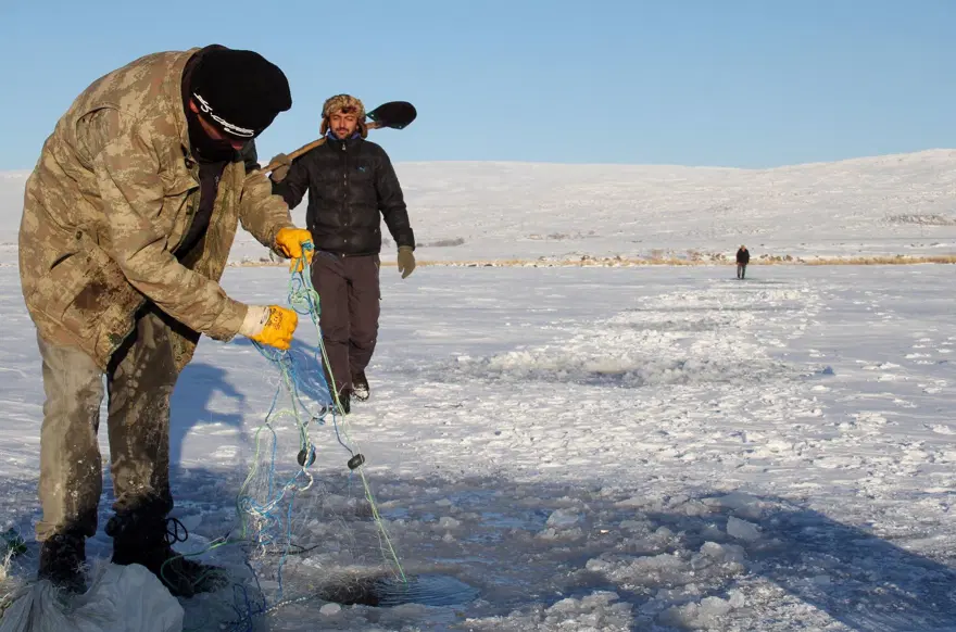 Donan Çıldır Gölü'nde Eskimo usulü balık avı 8
