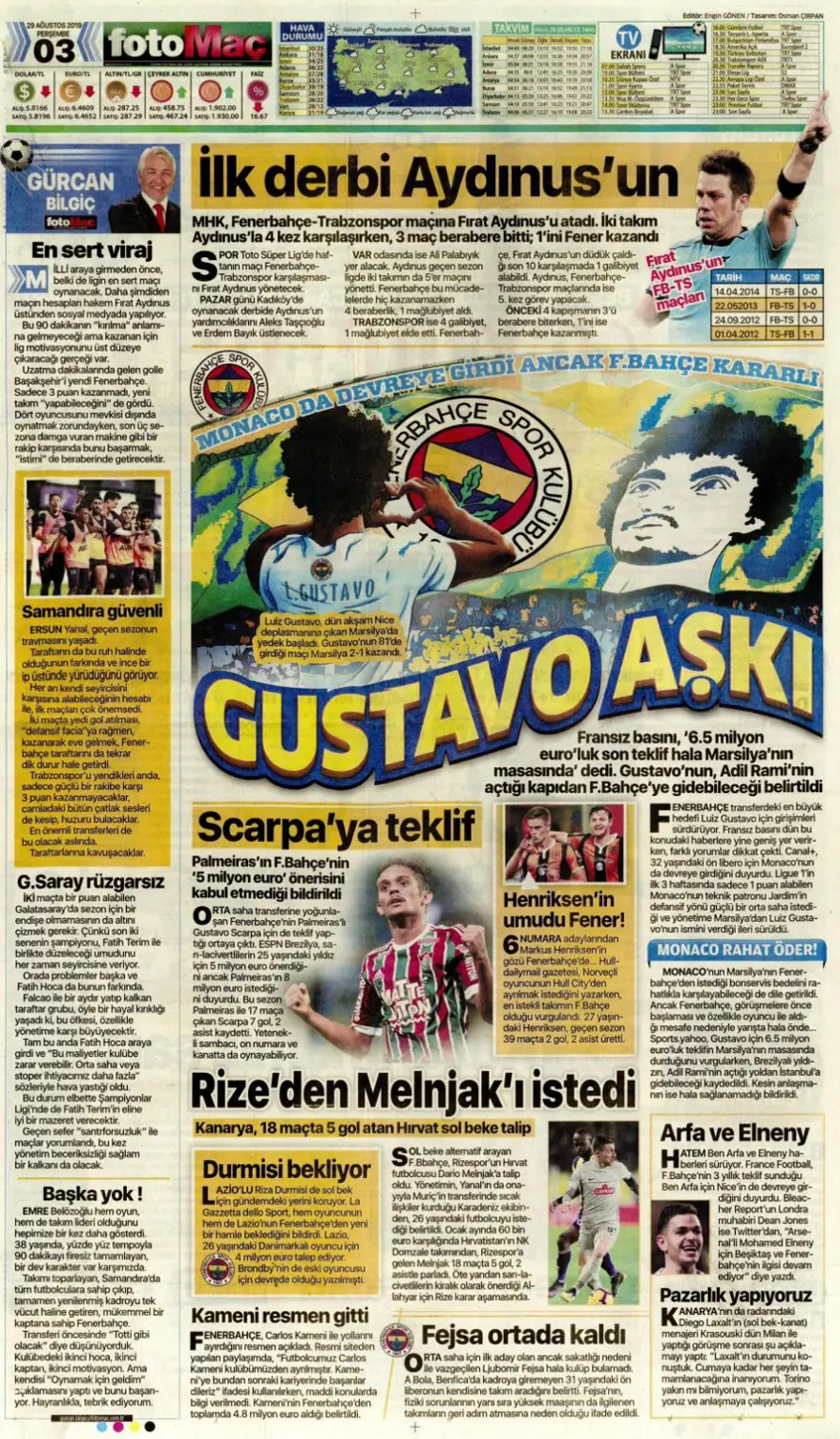 Günün spor manşetleri (29 Ağustos 2019) 4