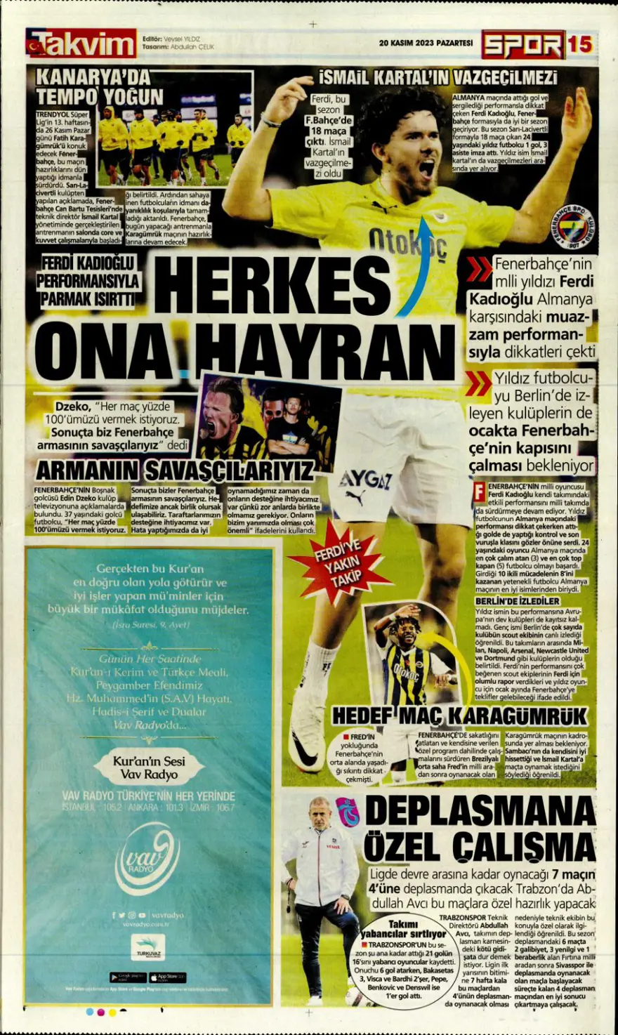 "Salih Özcan harekatı" (20 Kasım 2023 spor manşetleri) 14 "Salih Özcan harekatı" (20 Kasım 2023 spor manşetleri) 14