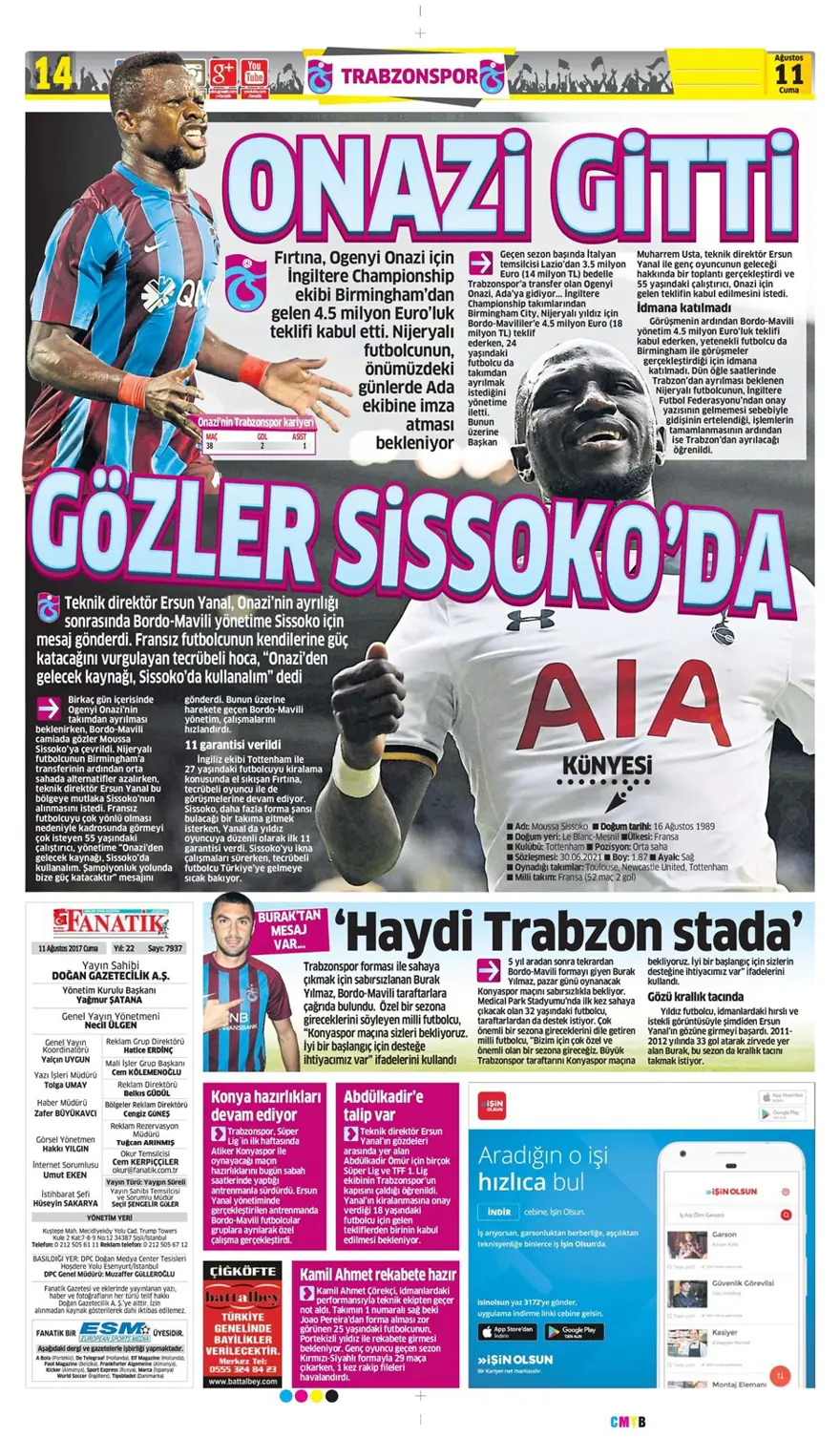 Günün spor gazeteleri (Transfer haberleri - 11 Ağustos 2017) 2 Günün spor gazeteleri (Transfer haberleri - 11 Ağustos 2017) 2