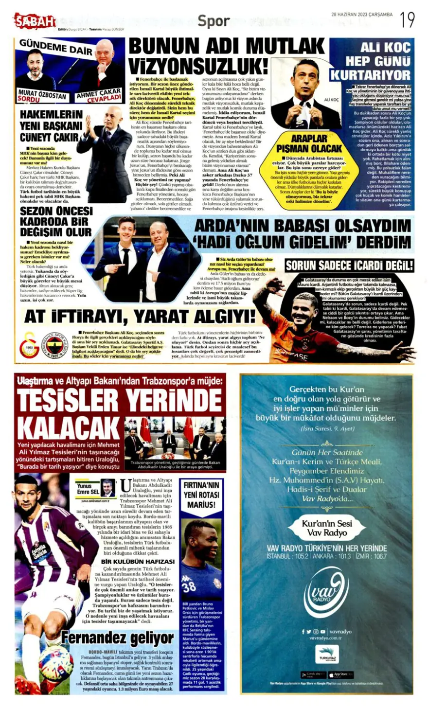 Günün spor manşetleri (28 Haziran 2023) 21