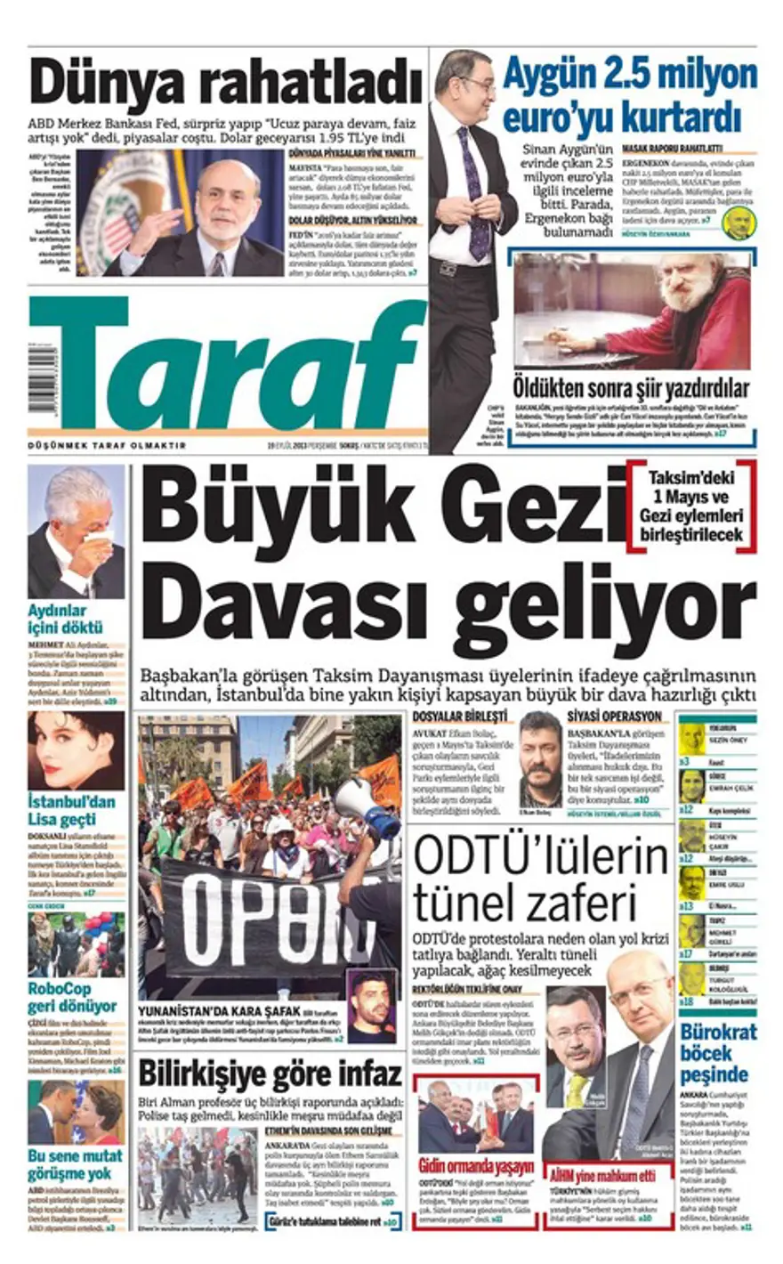 Günün Manşetler- 19 Eylül 2013 7