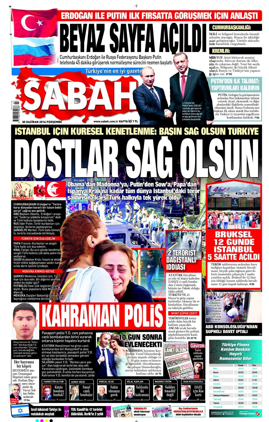 Günün gazete manşetleri (30 Haziran 2016) 4
