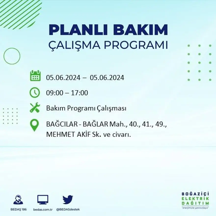 İstanbul'un 19 ilçesinde elektrik kesintisi: Elektrikler ne zaman gelecek? (5 Haziran BEDAŞ kesinti programı) 2 İstanbul'un 19 ilçesinde elektrik kesintisi: Elektrikler ne zaman gelecek? (5 Haziran BEDAŞ kesinti programı) 2