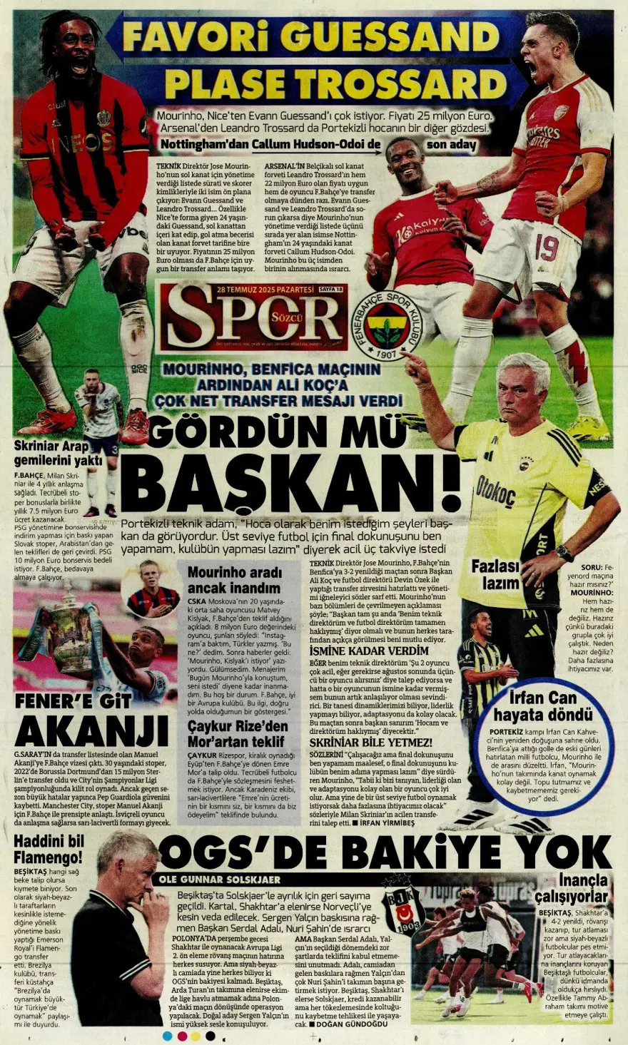 "Son dokunuşu ben yapamam" (28 Temmuz 2025 spor manşetleri) 15 "Son dokunuşu ben yapamam" (28 Temmuz 2025 spor manşetleri) 15